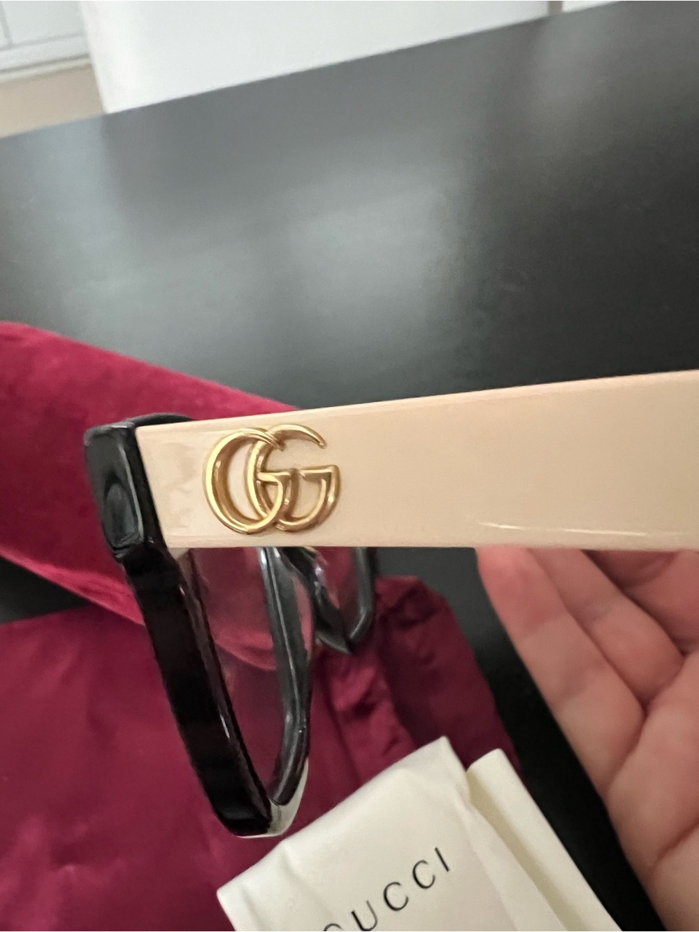 Gucci Black and Gold Square Frame Glasses - Picture 3 of 6